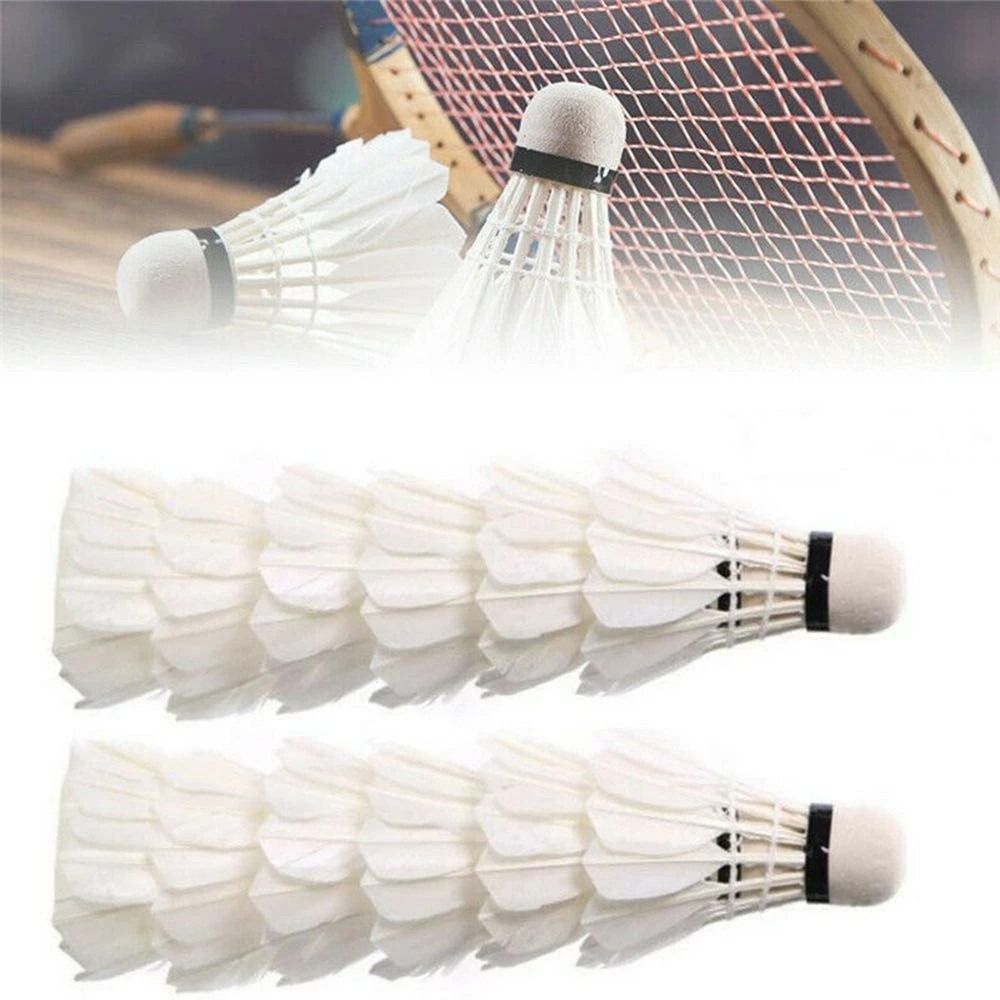 Feather Shuttlecock - 3/6/12 個新しい白バドミントンシャトルコック耐久性のあるプロのバドミントンボールトレーニング安定したバドミントントレーナー家庭用