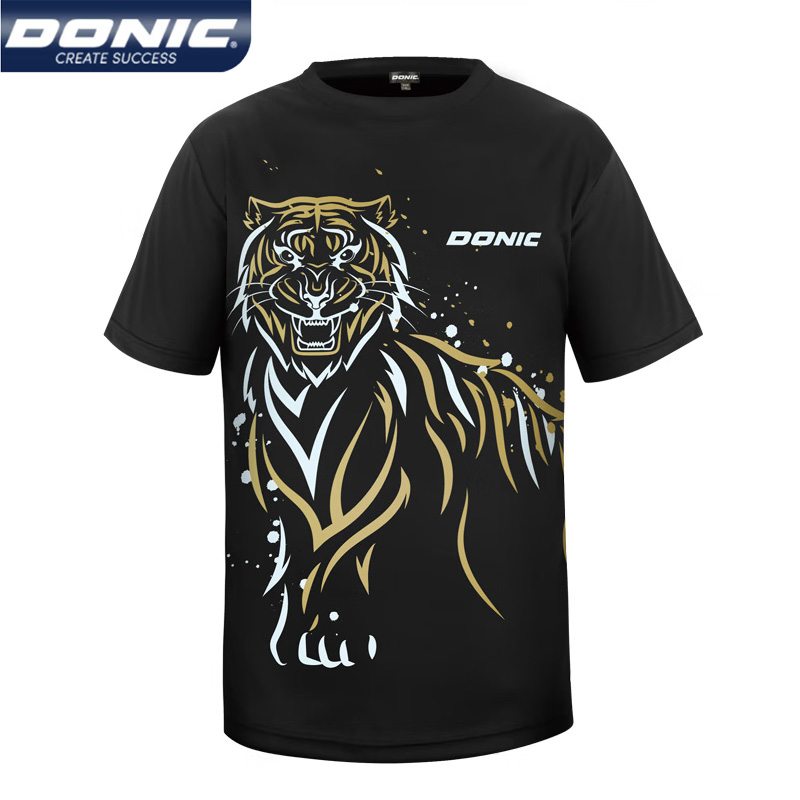 Badminton Jersey - 男性と女性のためのソニック卓球ジャージー、タイガースポーツTシャツ、通気性pingポンシャツ、半袖、ラウンドネック、83237
