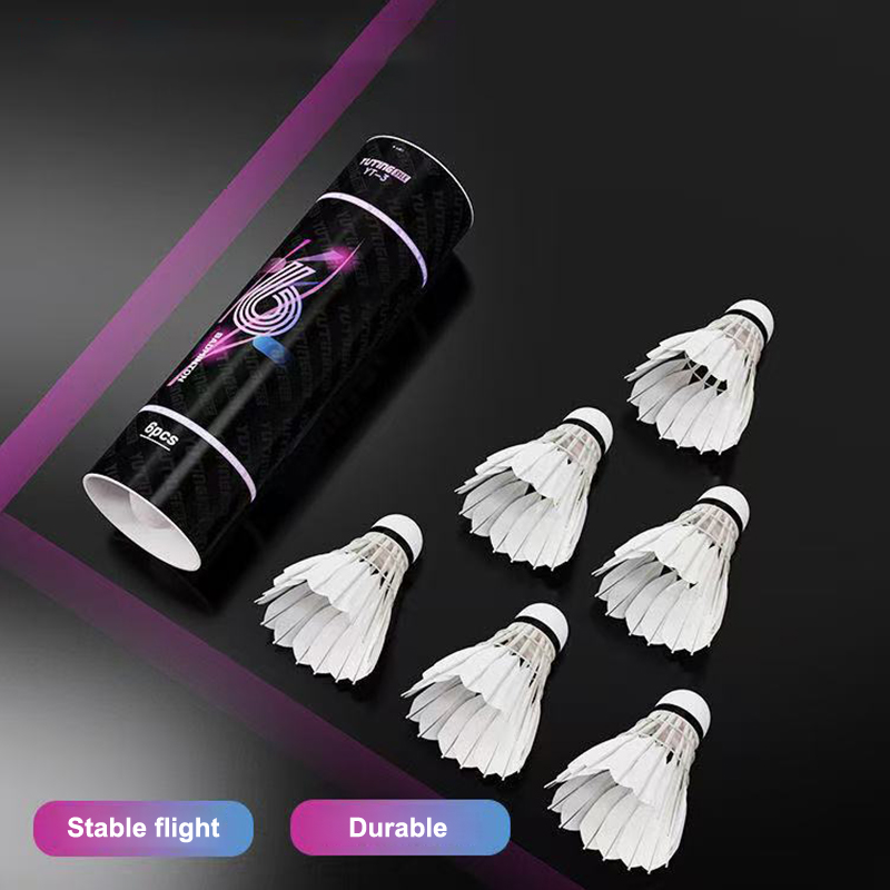 Badminton Shuttlecock - 3/6個入りバドミントンボール、白いガチョウの羽根、飛行安定性、耐久性のある羽根シャトルコックボール、屋外トレーニング用-新製品