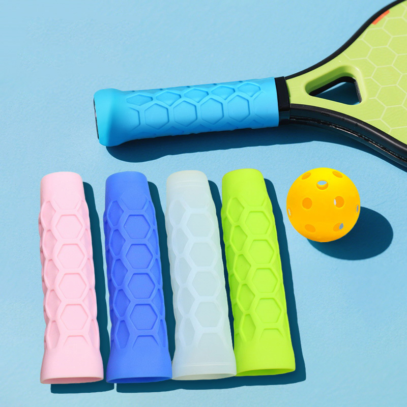 Badminton Grip - 1pc 衝撃吸収スリーブと滑り止めシリコングリップ再利用可能なシリコンラケットグリップスリーブテニスラケット用