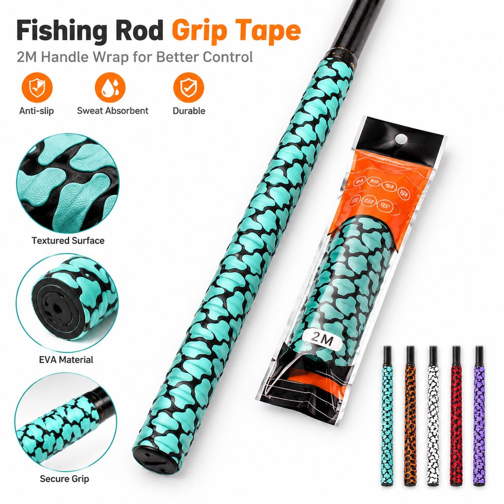 Badminton Grip - 滑り止めグリップバンド、釣り竿用グリップテープ、表面に凹凸加工、耐摩耗性、バドミントンラケット用ハンドルストラップ、EVA素材、自己粘着式。