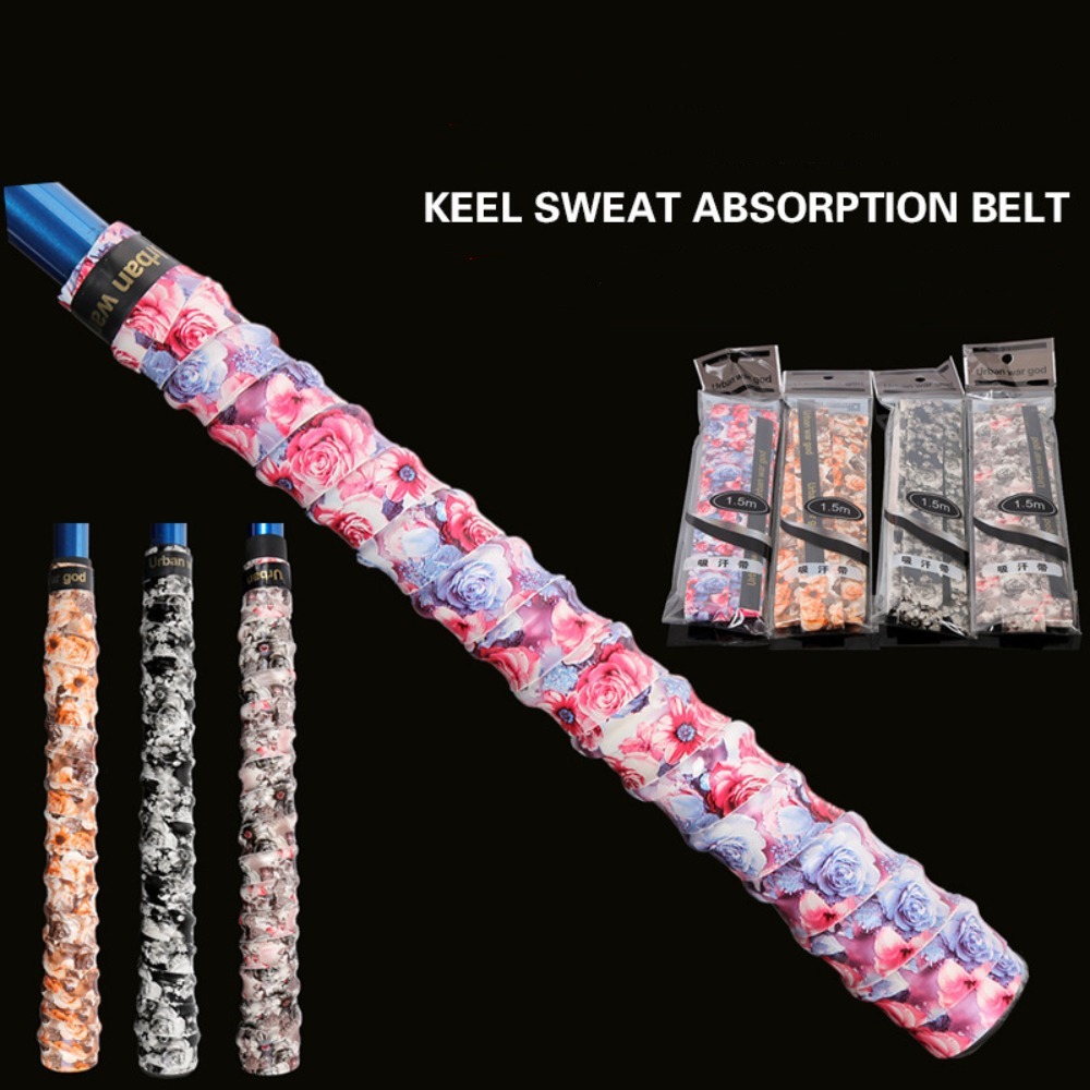 Badminton Grip - 滑り止め釣り竿グリップテープ、テニスオーバーグリップ、スウェットバンド、バドミントンラケット、野球バット用クッションオーバーグリップ、長さ1.5m、1個