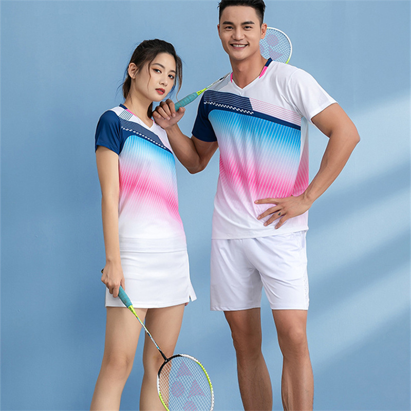 Badminton Jersey - バドミントン-男性と女性のショーツ,トレーニングとディスコのTシャツ,テニススカート,バドミントントレーニングスーツ,半袖トラックスーツ