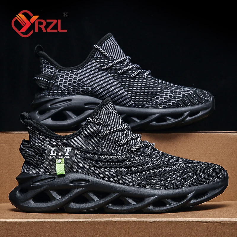 Badminton Shoes - YRZL 男性スポーツランニング黒ジョギングシューズカジュアルスニーカー屋外通気性メッシュ女性軽量衝撃吸収黒テニス