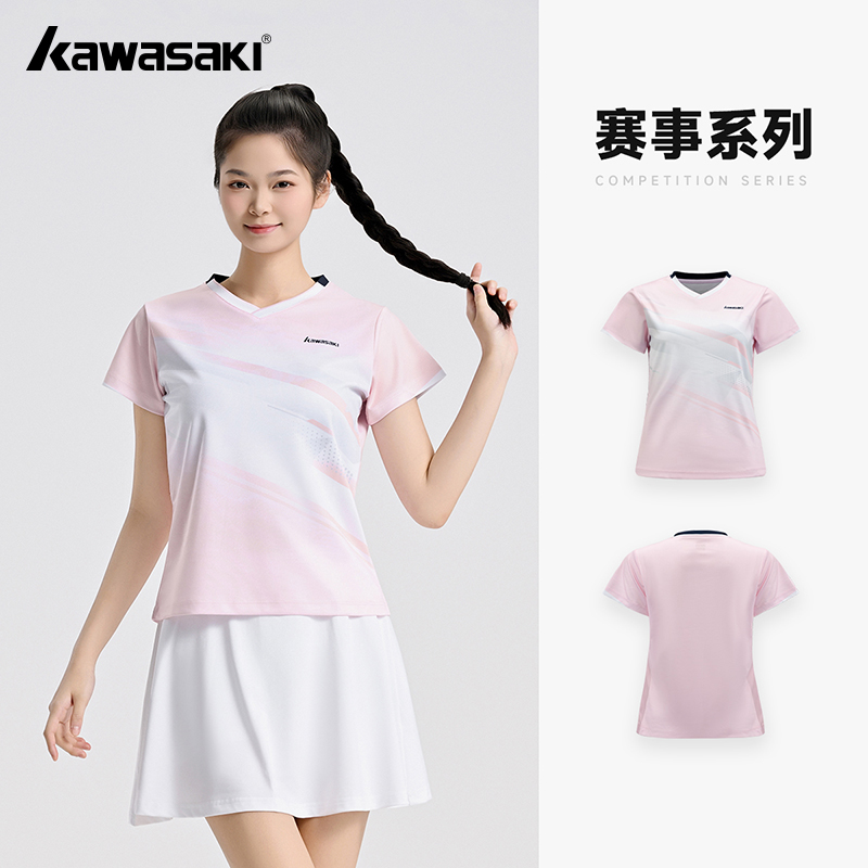 Badminton Jersey - Kawasaki オリジナル女性のバドミントンシャツスポーツ通気性汗吸収夏バドミントン Tシャツチームランニングエクササイズ Tシャツ