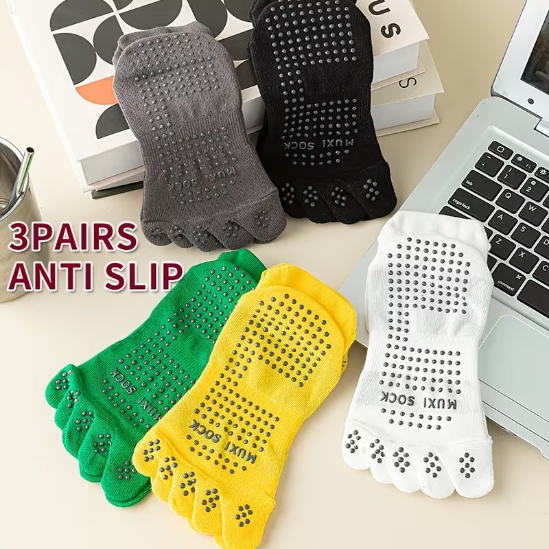 メンズ 3 足組つま先ソックス 滑り止めドットグリップソック - Sports Grip のレビューと価格