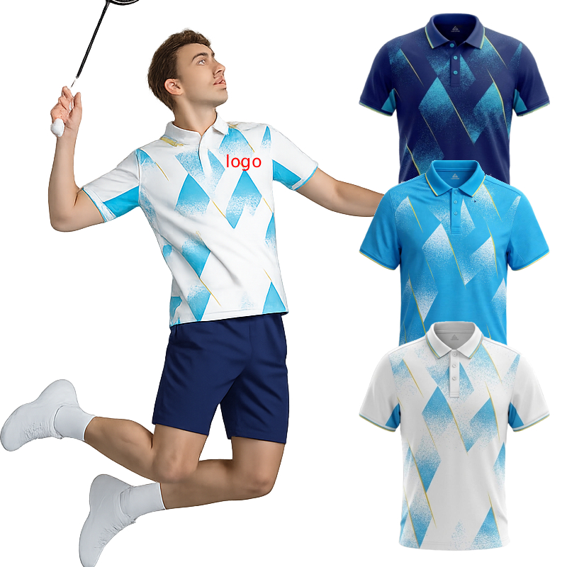 メンズバドミントンポロシャツ カスタムロゴ ネームナンバー  - Badminton Jersey のレビューと価格