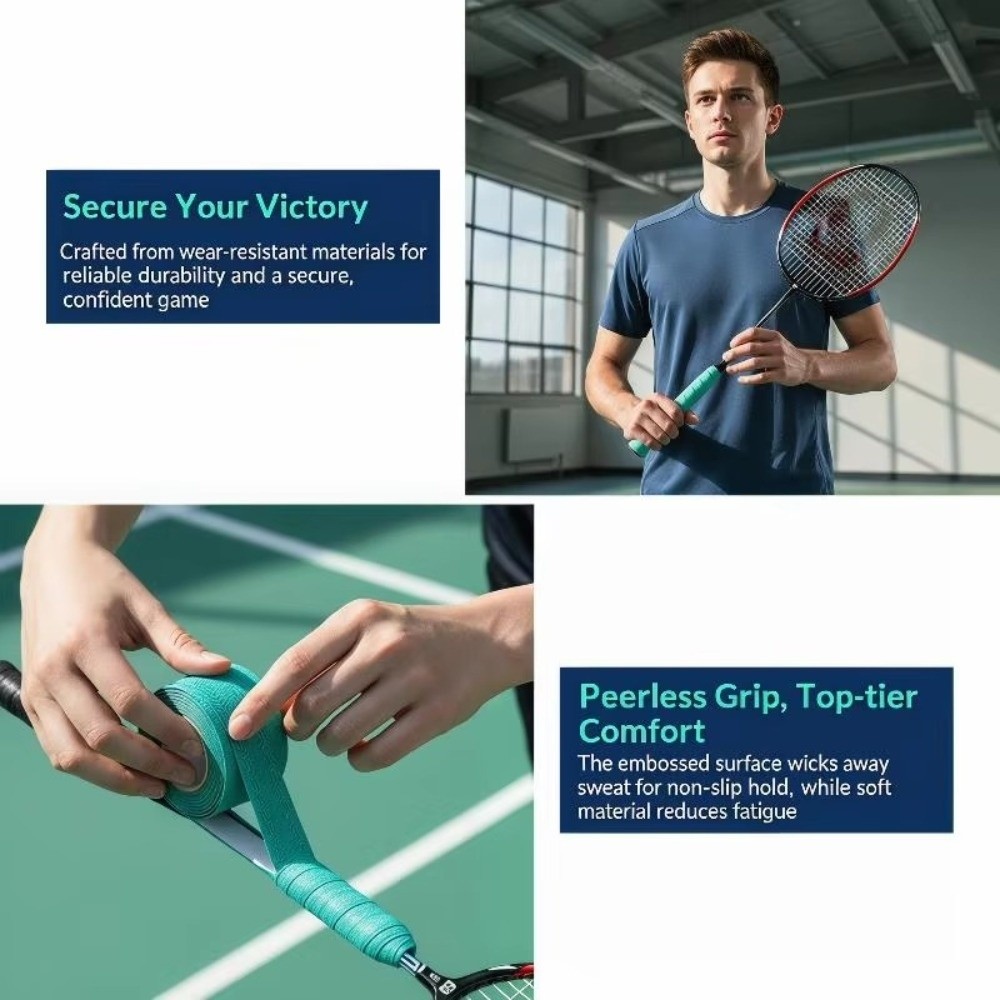 吸汗性バドミントングリップテープ、滑り止め・衝撃吸収性テニス - Badminton Materi のレビューと価格