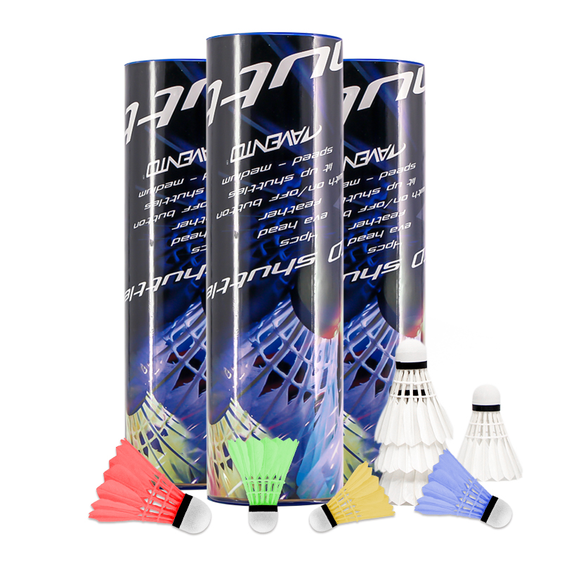 ウェルキン4個ダークナイトカラフルなledバドミントンシャト - Feather Shuttlecock のレビューと価格