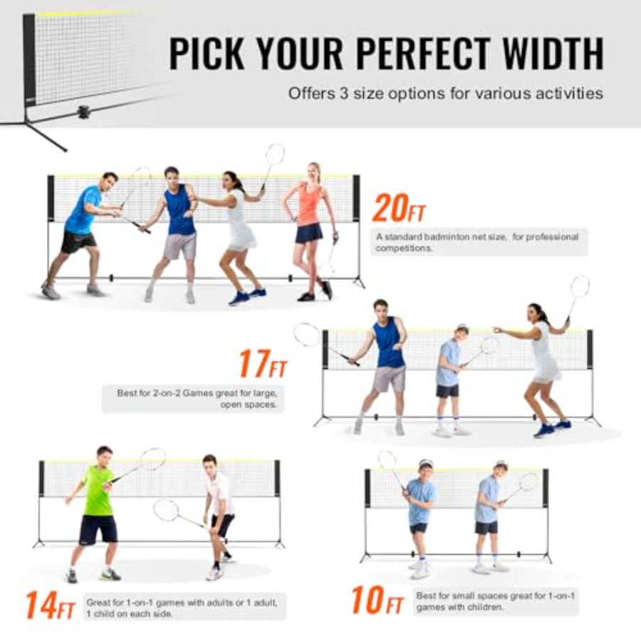 バドミントンネット、高さ調節可能なバレーボールネット、幅広折 - Badminton Net のレビューと価格